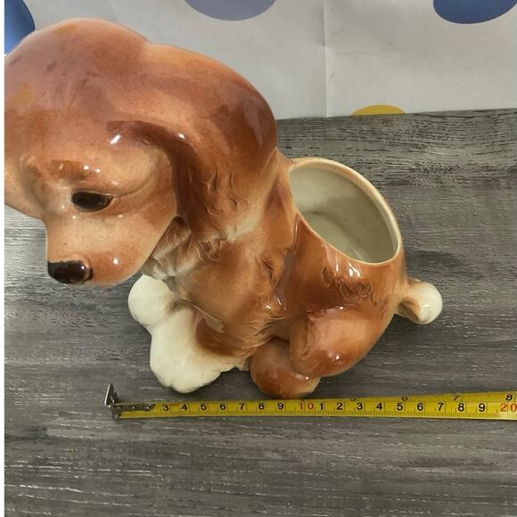 Mid Century Porcelain Puppy Dog Planter - Picture 8 of 15